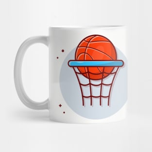 Basket Ball And Ring Cartoon Vector Icon Illustration Mug